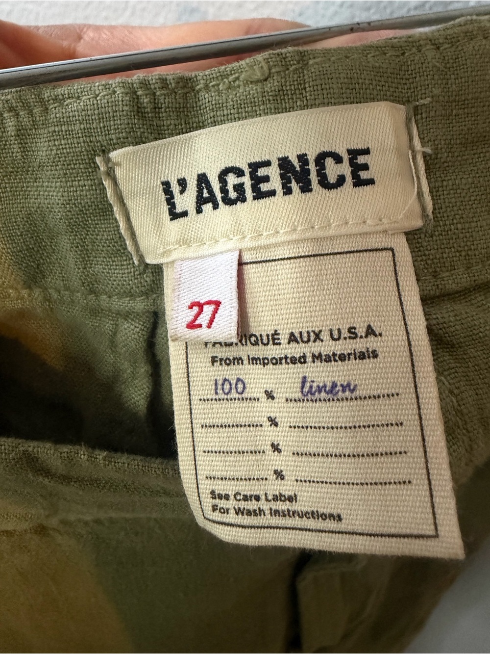 L'AGENCE Henderson Linen Hi Rise Crop Wide Leg Army - Picture 5 of 5